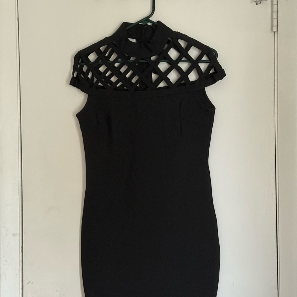 Fashion Nova Black Lattice Mini Dress